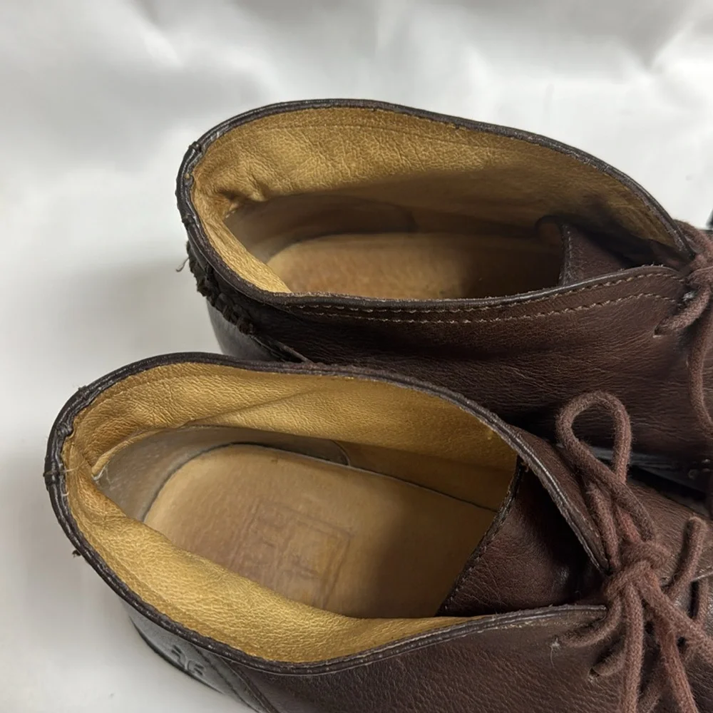 FRYE Mens Oliver Chukka Leather Boots Lace Up Brown Size 11D